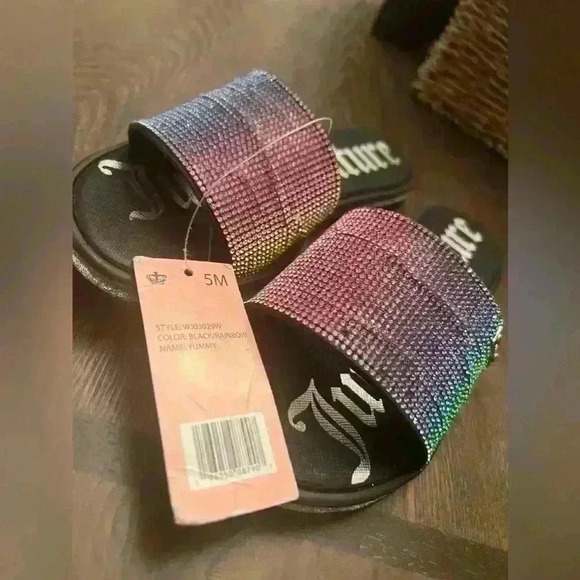 Juicy Couture Womens Slip On Rainbow Bling Rhinestone Slides Sandals Size 5M NEW - Picture 3 of 5